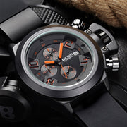 MEGIR Men's Casual Quartz Watch 3D Engraved Dial Black Silicone watches men Waterproof Military Sport Watch
